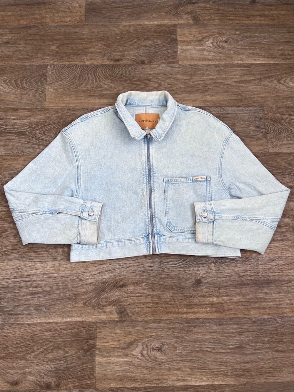 Vintage Calvin Klein Light Wash Denim Zip-Front Jacket/A647